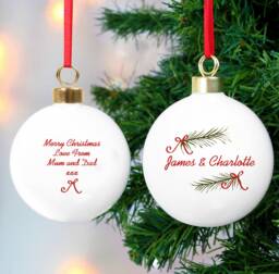Personalized Christmas Bauble Seasonal Sprig, New Couple Gift - thumbnail 1