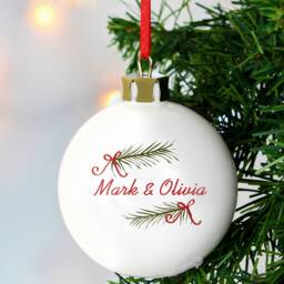 Personalized Christmas Bauble Seasonal Sprig, New Couple Gift - thumbnail 2