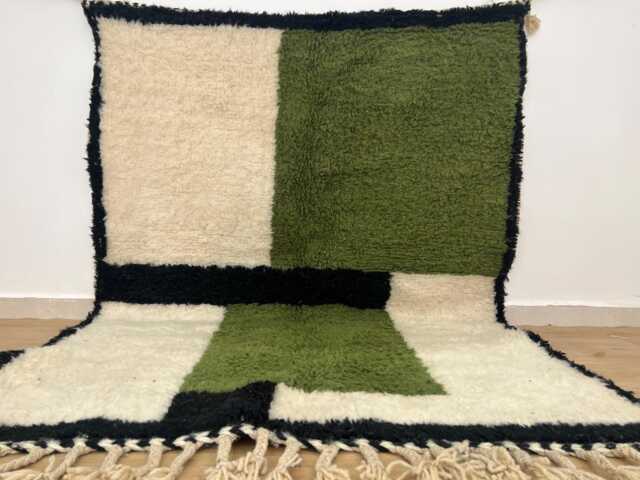 Green Moroccan Rug , Rugs For Living Room Handmade Beni Ourain Wool Berber Rug, 4x6 Boho - image 1