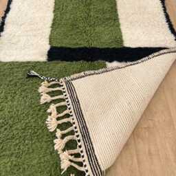 Green Moroccan Rug , Rugs For Living Room Handmade Beni Ourain Wool Berber Rug, 4x6 Boho - thumbnail 3