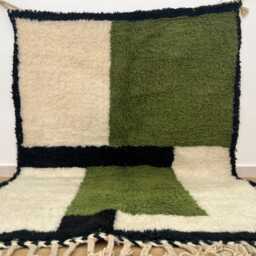 Green Moroccan Rug , Rugs For Living Room Handmade Beni Ourain Wool Berber Rug, 4x6 Boho - thumbnail 4