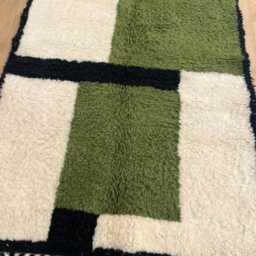 Green Moroccan Rug , Rugs For Living Room Handmade Beni Ourain Wool Berber Rug, 4x6 Boho - thumbnail 2
