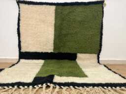 Green Moroccan Rug , Rugs For Living Room Handmade Beni Ourain Wool Berber Rug, 4x6 Boho - thumbnail 1