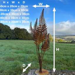 Rustic Rusty Metal Fern Leaf Sculpture Art Flower Garden Landscape Yard Gift - thumbnail 3