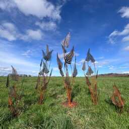 Rustic Rusty Metal Fern Leaf Sculpture Art Flower Garden Landscape Yard Gift - thumbnail 4