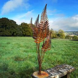 Rustic Rusty Metal Fern Leaf Sculpture Art Flower Garden Landscape Yard Gift - thumbnail 1