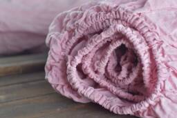 Linen Fitted Sheet in A Melange Pink Color Queen King Twin 100% Flax Softened Sheet Rose Linen Bedding