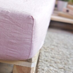 Linen Fitted Sheet in A Melange Pink Color Queen King Twin 100% Flax Softened Sheet Rose Linen Bedding - thumbnail 3