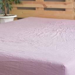 Linen Fitted Sheet in A Melange Pink Color Queen King Twin 100% Flax Softened Sheet Rose Linen Bedding - thumbnail 4