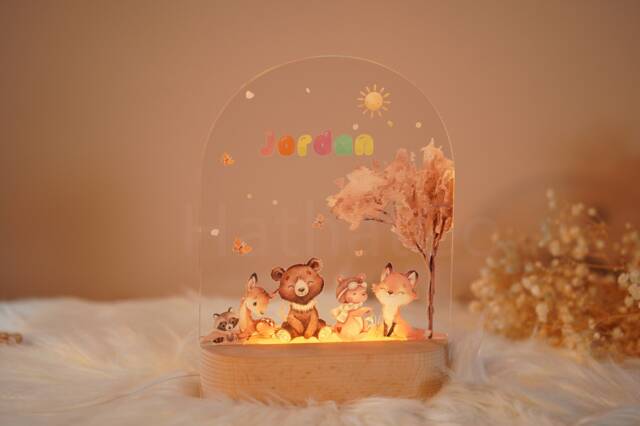 Personalized Animal Night Light, Baby Nursery Lamp - image 1