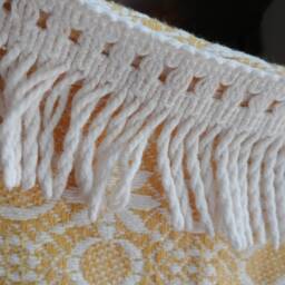 Gold & Cream Christmas Stocking From Upcycled Vintage Bedspread - thumbnail 3