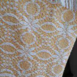 Gold & Cream Christmas Stocking From Upcycled Vintage Bedspread - thumbnail 4