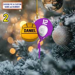 Custom Name Water Polo Ball & Cap Personalized Ornament, Christmas Tree Hanging Decor, 2D Flat Ornament - thumbnail 2