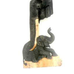 "Hand Carved Elephant, Wooden Elephant Statue, Wood Carving Driftwood Home Decor, Wall Hanging 23""x11" - thumbnail 2