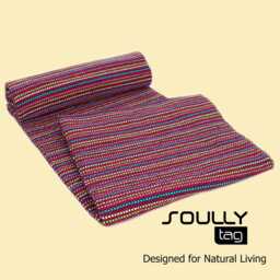 Red Recycled Cotton Throw Blanket - Durable Sofa Slip Cover Boho Bedspread Portuguese Woven Sustainable Modern Traditional Home Decor - thumbnail 4