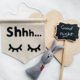 Sleepy Eyes Door Hanging - Eyelash Wall Decor Minimalist Canvas Banner For Kids Room - thumbnail 1