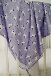 Purple Unicorn Swaddle Blanket, Newborn Jersey Knit Blanket With White Unicorns, Baby Shower Gift - thumbnail 1