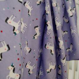 Purple Unicorn Swaddle Blanket, Newborn Jersey Knit Blanket With White Unicorns, Baby Shower Gift - thumbnail 3