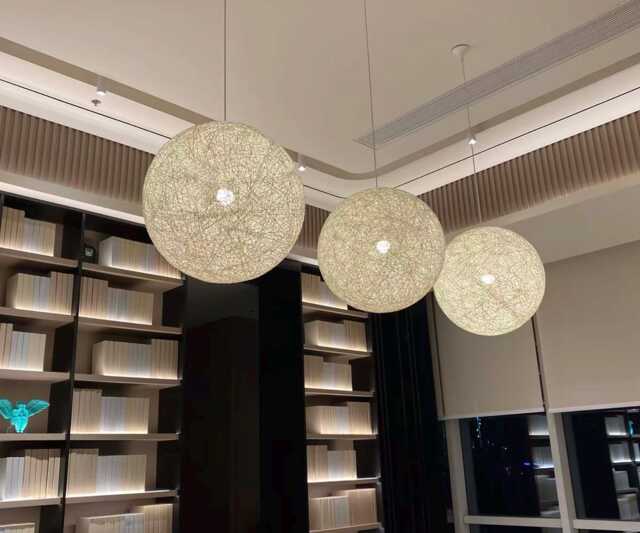 Handwoven Paper Rope Globe Pendant Light Bohemian Chandelier - image 1