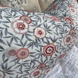 Dainty Floral Pillow Cover in Harlequin Cotton Fabric - Scatter Cushion Pink Grey Home Decor - thumbnail 3