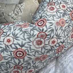 Dainty Floral Pillow Cover in Harlequin Cotton Fabric - Scatter Cushion Pink Grey Home Decor - thumbnail 2