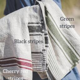 Linen Beach Towel With Black Stripes, French Style Linen Blanket, Washed Picnic Outdoor Large Towel - thumbnail 4
