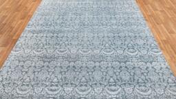 9x12 Rug Grey Silver Jewel Pattern Design Handmade Wool & Silk #8807 - 275x365 cms - thumbnail 1