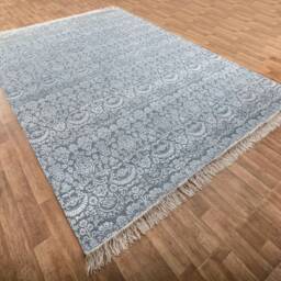 9x12 Rug Grey Silver Jewel Pattern Design Handmade Wool & Silk #8807 - 275x365 cms - thumbnail 3
