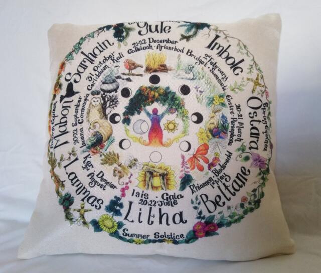 Wheel Of The Year Cushion Cover Scatter Pagan Wiccan Home Decor Sofa Chair - image 1