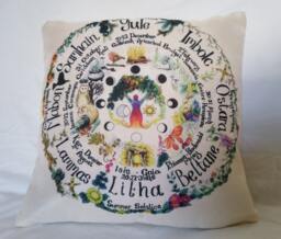 Wheel Of The Year Cushion Cover Scatter Pagan Wiccan Home Decor Sofa Chair - thumbnail 1
