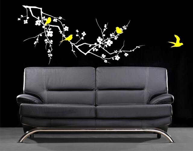 Cherry Blossom Branch Wall Decals With Birds Vinyl Art Stickers - image 1