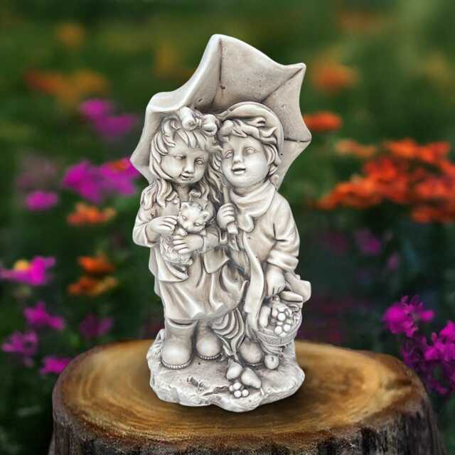 Large Couple Under Umbrella Statue Romantic Garden Sculpture Stone Lovers Figurine Outdoor Wedding Decoration Children Ornament Yard Art - image 1