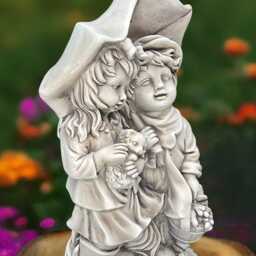 Large Couple Under Umbrella Statue Romantic Garden Sculpture Stone Lovers Figurine Outdoor Wedding Decoration Children Ornament Yard Art - thumbnail 2