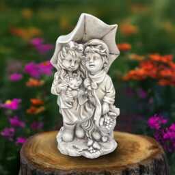 Large Couple Under Umbrella Statue Romantic Garden Sculpture Stone Lovers Figurine Outdoor Wedding Decoration Children Ornament Yard Art - thumbnail 1