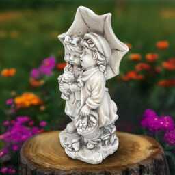 Large Couple Under Umbrella Statue Romantic Garden Sculpture Stone Lovers Figurine Outdoor Wedding Decoration Children Ornament Yard Art - thumbnail 3