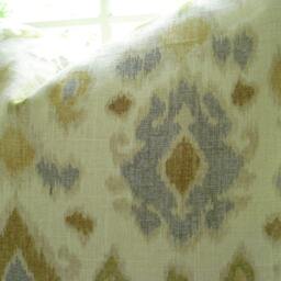 Ikat Linen Throw Pillow Cover - Soft Gold, Blue, Green, Ivory - thumbnail 4