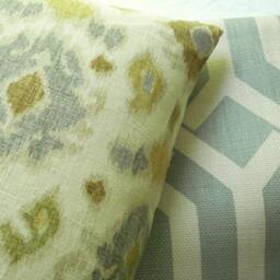 Ikat Linen Throw Pillow Cover - Soft Gold, Blue, Green, Ivory - thumbnail 2