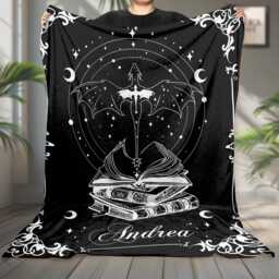 Personalized Dragon Book Fleece Blanket, Fantasy Reading Blanket Gift, Gift For Lovers, Decor - thumbnail 1