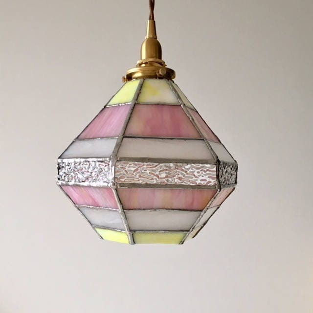 Pendant Light Pink Yellow Glass - image 1