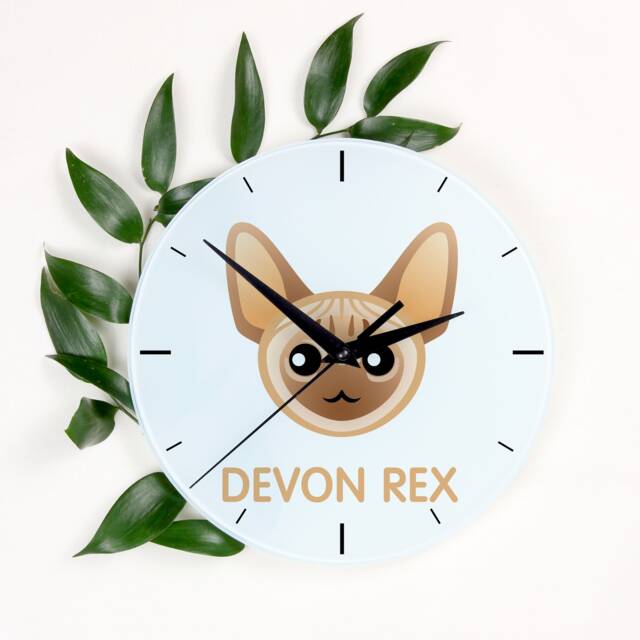 A Clock With A Devon Rex Cat. New Collection The Cute Art-Dog Cat - image 1