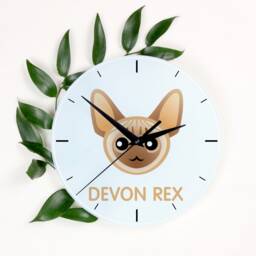 A Clock With A Devon Rex Cat. New Collection The Cute Art-Dog Cat