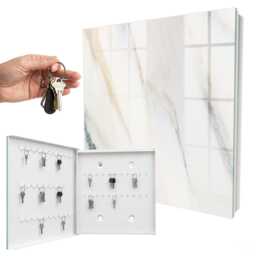 Marbled Effect Key Cabinet For Home, Beige Industrial Box, Minimalist Textures, Lovers Of Elegance & Simplicity - thumbnail 2