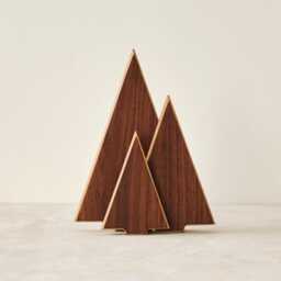 Handmade Mid Century Modern Walnut Wood Tree Sculpture - Minimalist Holiday Decor For Mantel Or Shelf