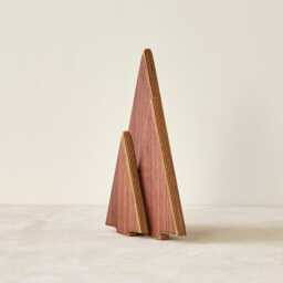 Handmade Mid Century Modern Walnut Wood Tree Sculpture, Minimalist Trio For Mantel Or Shelf, Holiday Decor - thumbnail 2