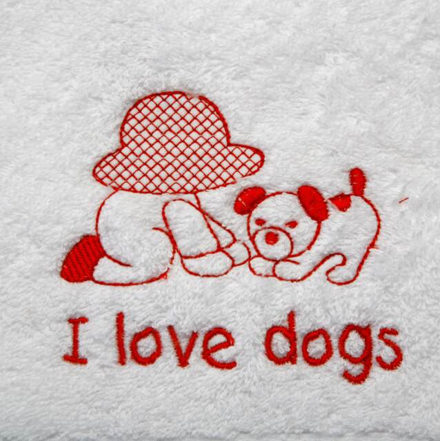 Personalized Kids Embroidered Towel Boy & Dog Design - image 1
