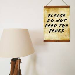 Please Do Not Feed The Fears Wood Framed Canvas Print, Home Decor Wall Art Print - thumbnail 2