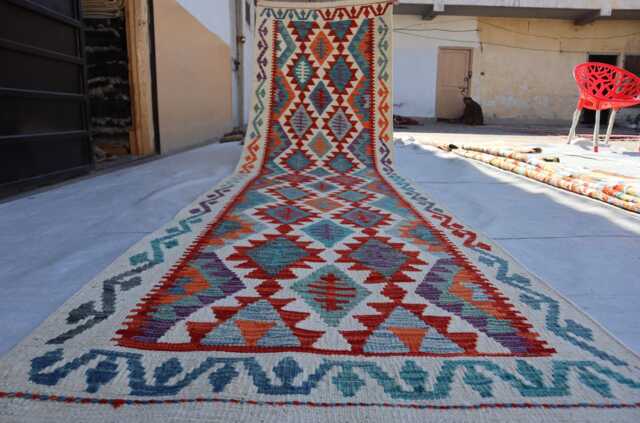 3x10 Maimana Chubi New Runner Rug, Flatweave Oriental Stunning Afghan Handmade Kilim Turkmen Hallway Rug - image 1
