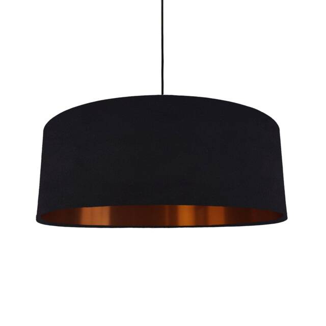 Extra Large Black Velvet Lampshade With Copper Lining - image 1