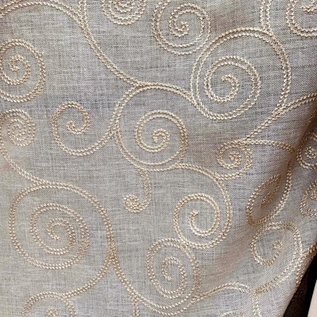 Geneva, By Softline, Chain Stitch Embroidered Linen Look, Chocolate Color - image 1
