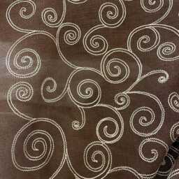 Geneva, By Softline, Chain Stitch Embroidered Linen Look, Chocolate Color - thumbnail 3